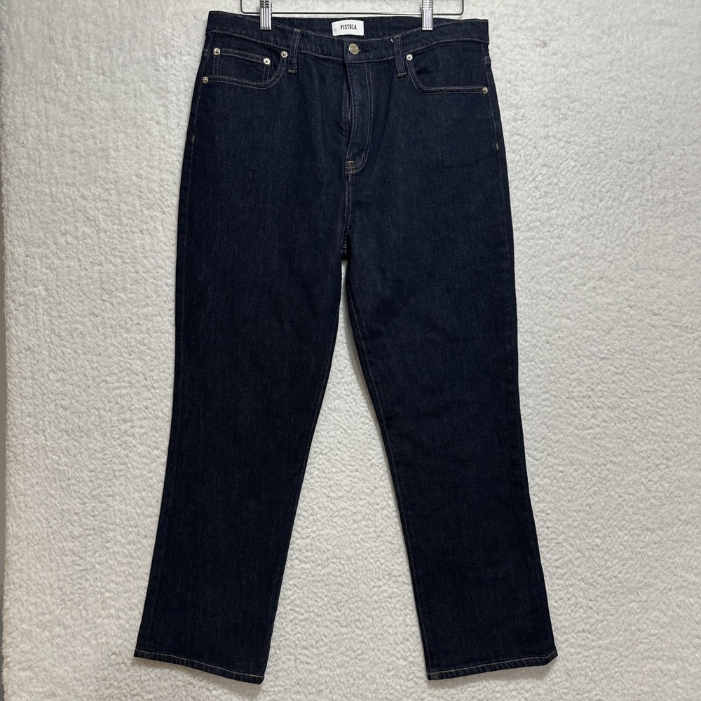Pistola Jeans Dark Blue Women's High Rise‎ Straight Leg Denim Size 32